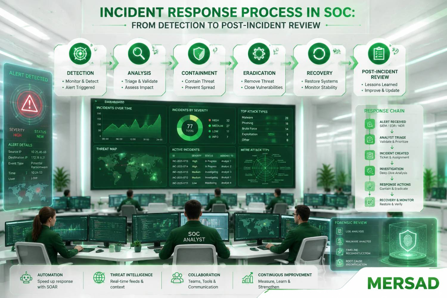 مراحل فرایند Incident Response در مرکز عملیات امنیت (SOC)